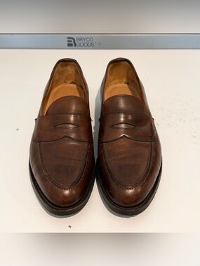 Edward Green Piccadilly Penny Loafers Dark Oak Calfskin Size 9D US
